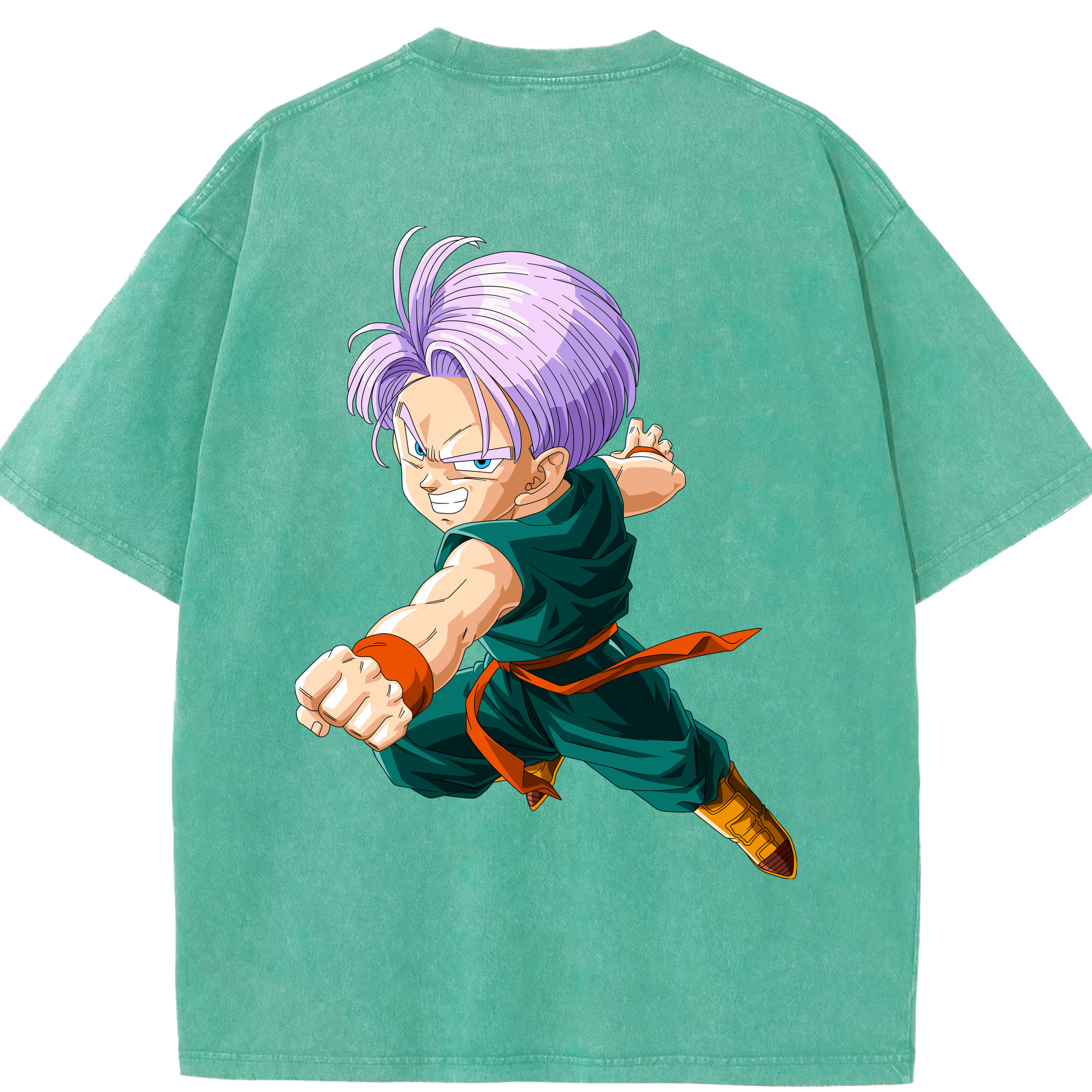 （画像用） ドラゴンボール トランクス（Torankusu）DRAGON BALL Trunks 綿100% ヴィンテージ風 半袖Tシャツ（背面プリント）